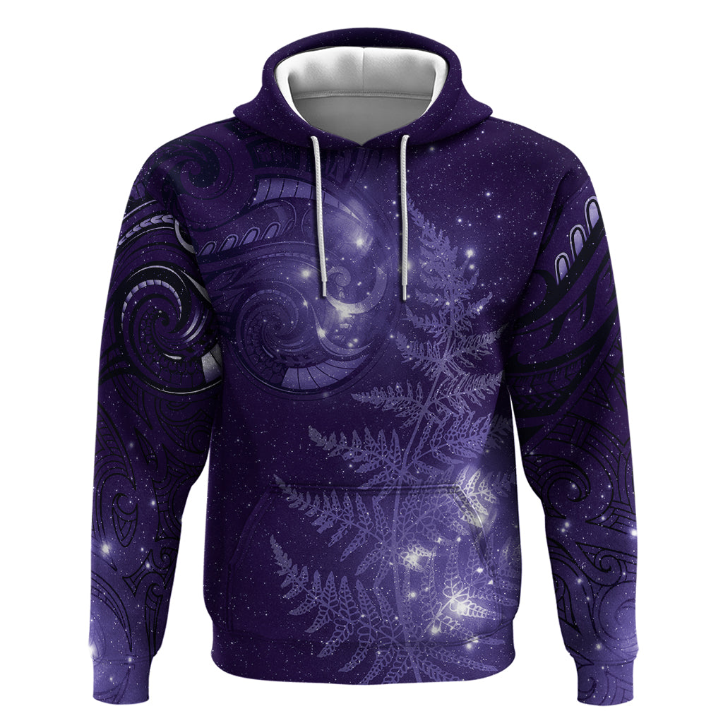 New Zealand Matariki Hoodie Purple Milky Way Stars Night Sky