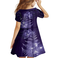 New Zealand Matariki Kid Short Sleeve Dress Purple Milky Way Stars Night Sky LT9 - Polynesian Pride