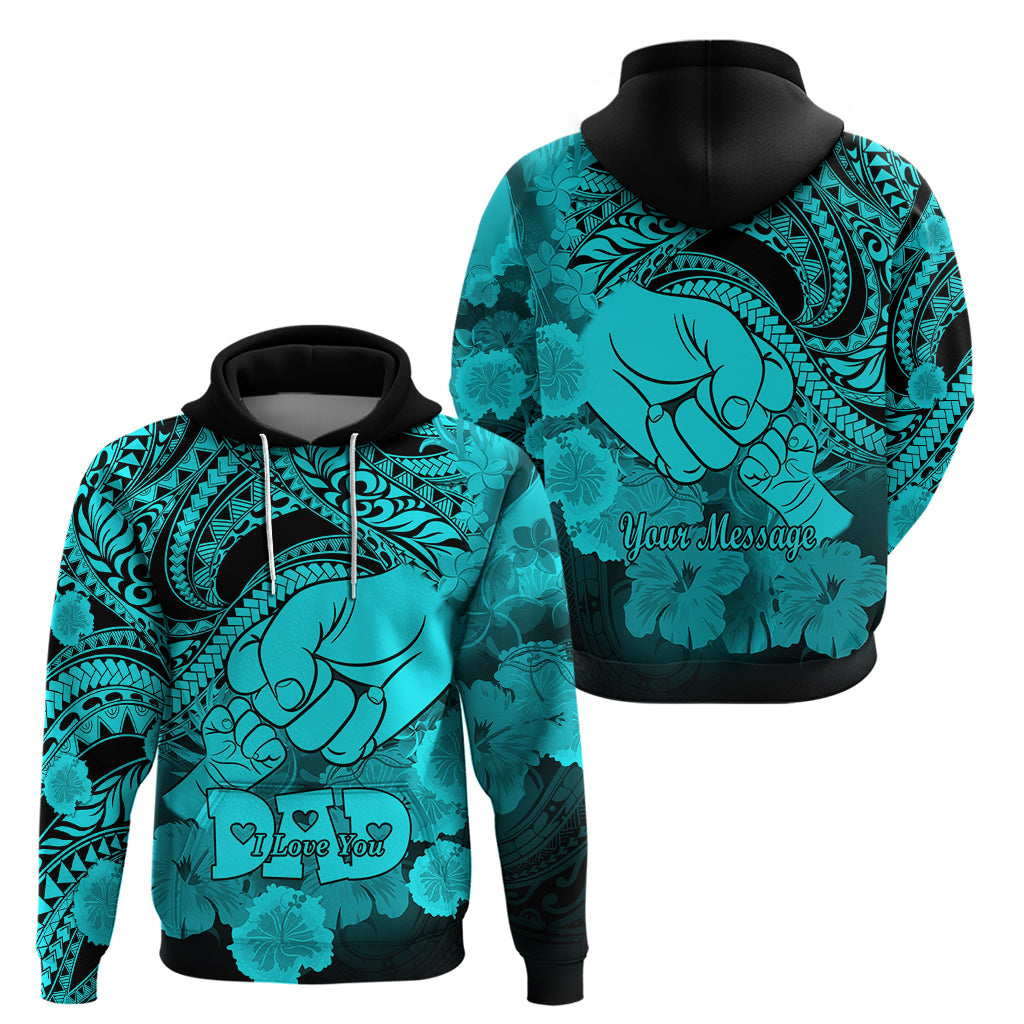 Custom Polynesian Pride Happy Father Day Hoodie I Love You Dad Polynesian Tribal Aqua LT9 - Polynesian Pride