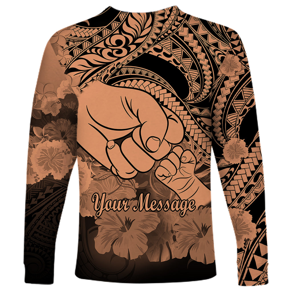 Personalised Polynesian Pride Happy Father Day Long Sleeve Shirt I Love You Dad - Polynesian Tribal Nude LT9 - Polynesian Pride
