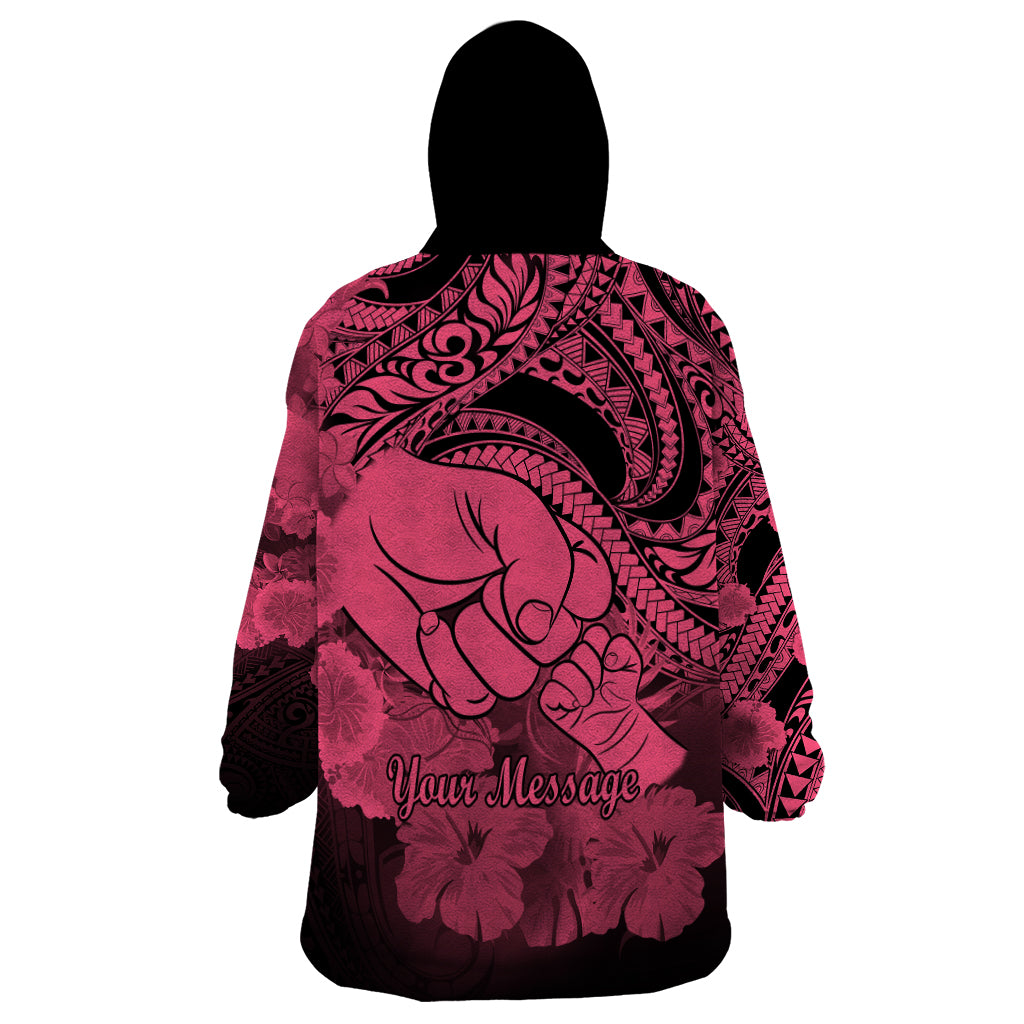 Personalised Polynesian Pride Happy Father Day Wearable Blanket Hoodie I Love You Dad - Polynesian Tribal Pink LT9 - Polynesian Pride