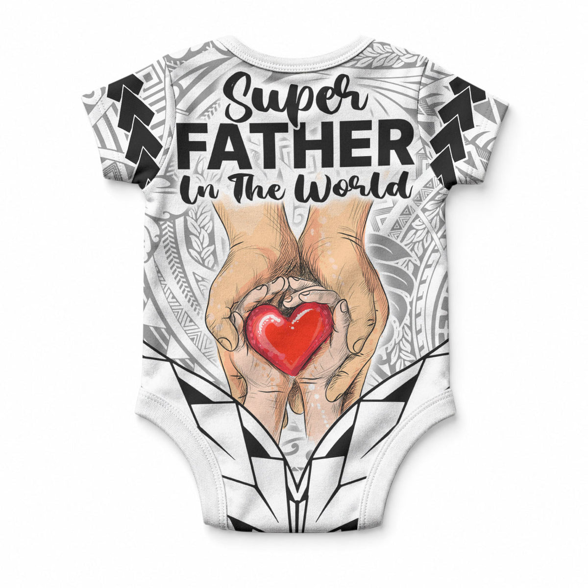 Polynesian Father's Day Gift For Dad Baby Onesie Super Father In The World - Black Polynesian Pattern LT9 - Polynesian Pride