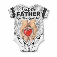 Polynesian Father's Day Gift For Dad Baby Onesie Super Father In The World - Black Polynesian Pattern LT9 - Polynesian Pride