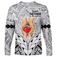 Polynesian Father's Day Gift For Dad Long Sleeve Shirt Super Father In The World - Black Polynesian Pattern LT9 Unisex Black - Polynesian Pride