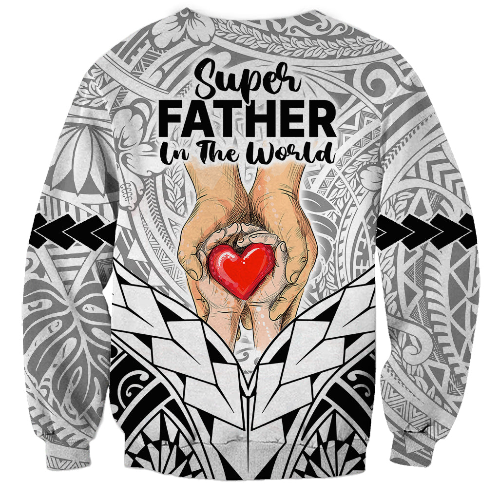 Polynesian Father's Day Gift For Dad Sweatshirt Super Father In The World - Black Polynesian Pattern LT9 - Polynesian Pride