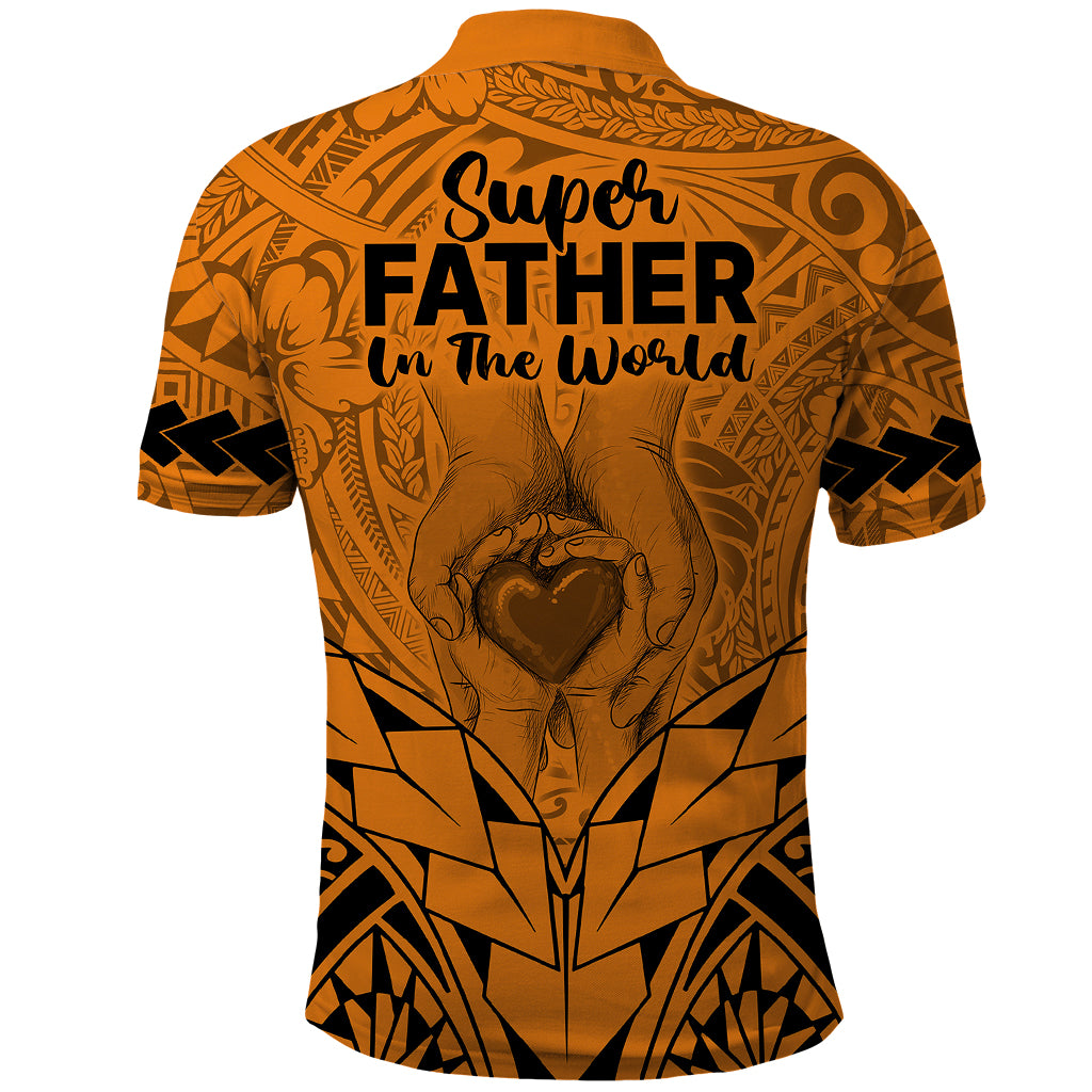 Polynesian Fathers Day Gift For Dad Polo Shirt Super Father In The World Gold Polynesian Pattern LT9 - Polynesian Pride