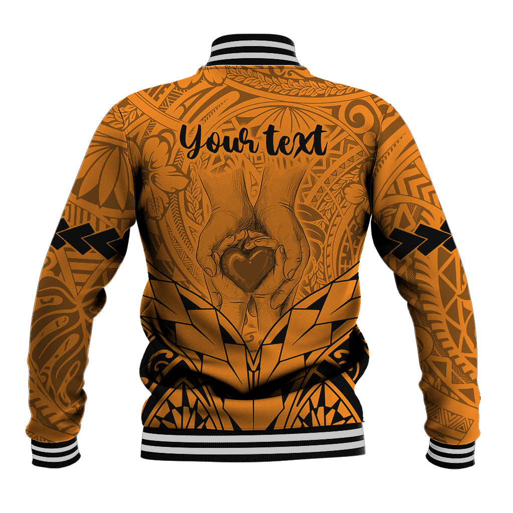 Personalised Polynesian Father's Day Gift For Dad Baseball Jacket Super Father In The World - Gold Polynesian Pattern LT9 - Polynesian Pride