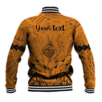 Personalised Polynesian Father's Day Gift For Dad Baseball Jacket Super Father In The World - Gold Polynesian Pattern LT9 - Polynesian Pride