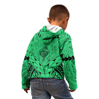 Personalised Polynesian Father's Day Gift For Dad Kid Hoodie Super Father In The World - Green Polynesian Pattern LT9 - Polynesian Pride