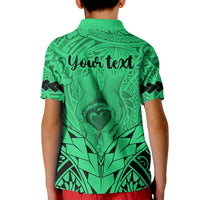 Personalised Polynesian Father's Day Gift For Dad Kid Polo Shirt Super Father In The World - Green Polynesian Pattern LT9 - Polynesian Pride