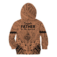 Polynesian Father's Day Gift For Dad Kid Hoodie Super Father In The World - Nude Polynesian Pattern LT9 - Polynesian Pride