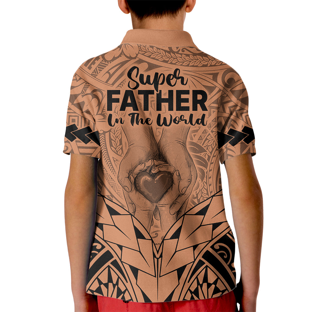 Polynesian Father's Day Gift For Dad Kid Polo Shirt Super Father In The World - Nude Polynesian Pattern LT9 - Polynesian Pride