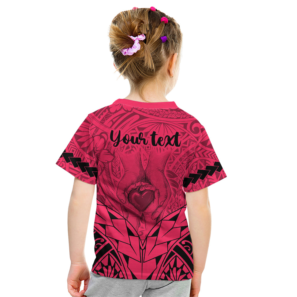 Personalised Polynesian Father's Day Gift For Dad Kid T Shirt Super Father In The World - Pink Polynesian Pattern LT9 - Polynesian Pride