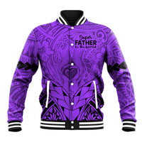 Polynesian Father's Day Gift For Dad Baseball Jacket Super Father In The World - Purple Polynesian Pattern LT9 Unisex Purple - Polynesian Pride