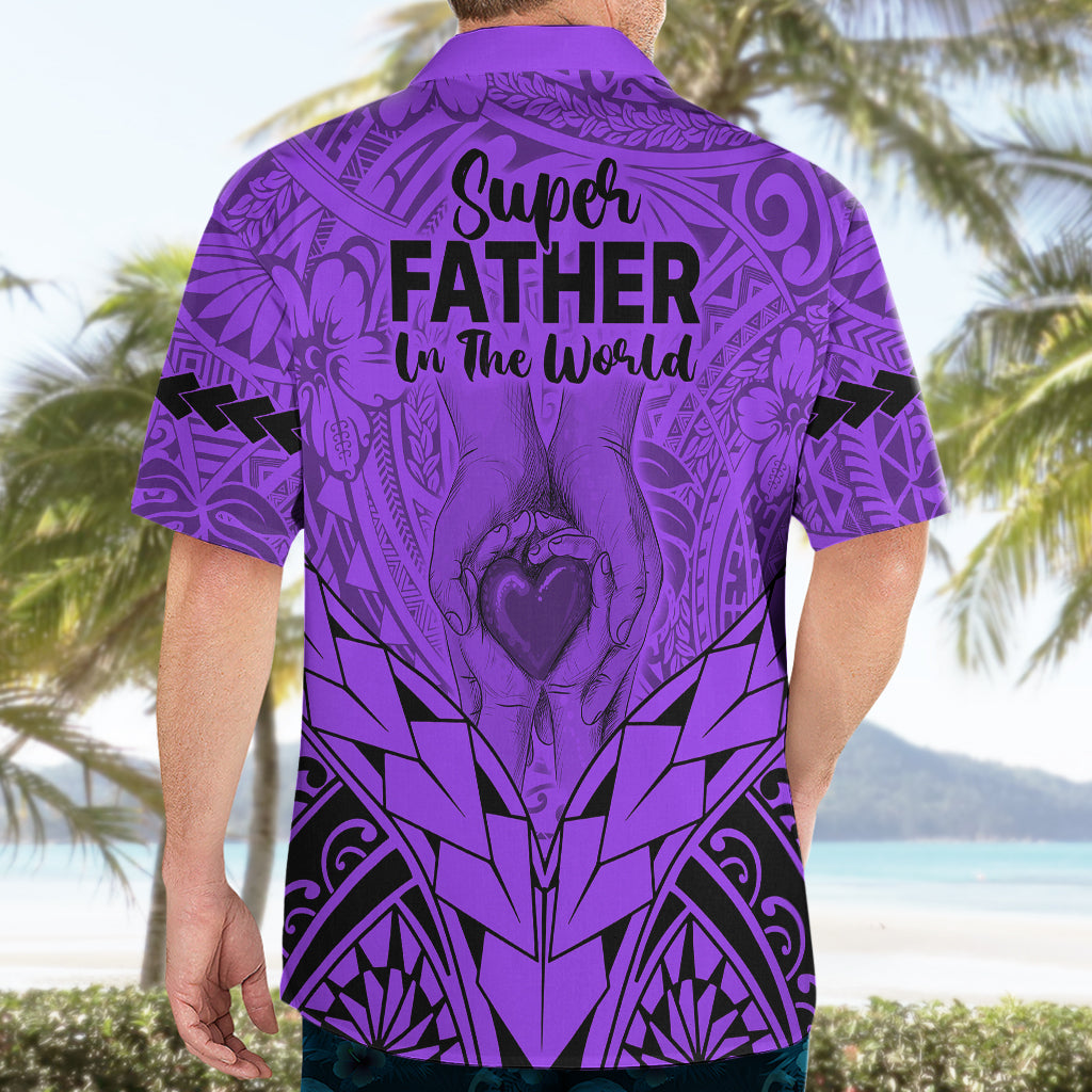 Polynesian Father's Day Gift For Dad Hawaiian Shirt Super Father In The World - Purple Polynesian Pattern LT9 - Polynesian Pride