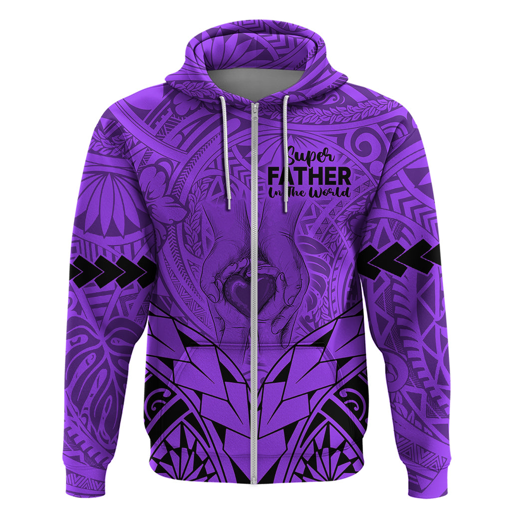 Polynesian Fathers Day Gift For Dad Hoodie Super Father In The World Purple Polynesian Pattern LT9 - Polynesian Pride