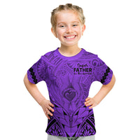 Polynesian Father's Day Gift For Dad Kid T Shirt Super Father In The World - Purple Polynesian Pattern LT9 Purple - Polynesian Pride