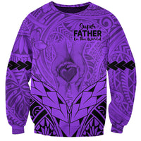 Polynesian Father's Day Gift For Dad Sweatshirt Super Father In The World - Purple Polynesian Pattern LT9 Unisex Purple - Polynesian Pride