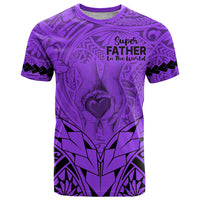 Polynesian Fathers Day Gift For Dad T Shirt Super Father In The World Purple Polynesian Pattern LT9 Purple - Polynesian Pride