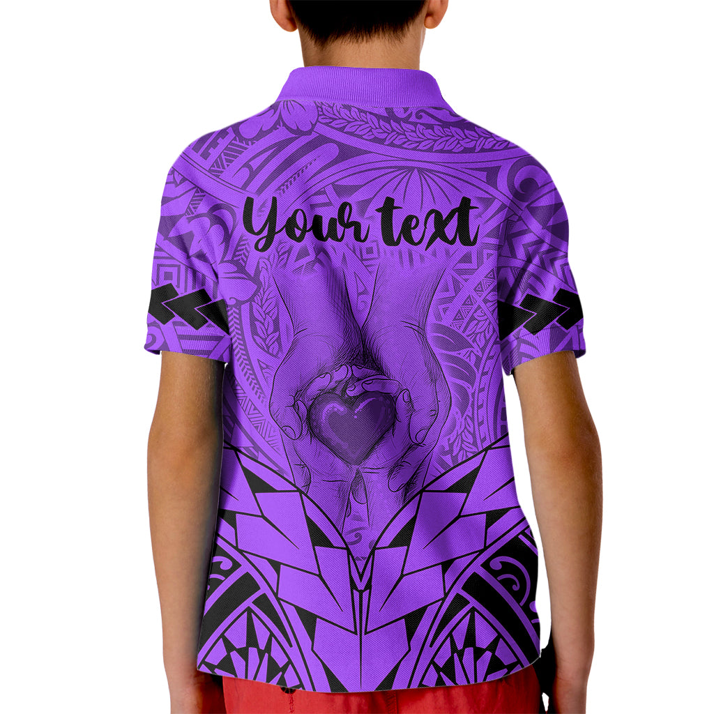 Personalised Polynesian Father's Day Gift For Dad Kid Polo Shirt Super Father In The World - Purple Polynesian Pattern LT9 - Polynesian Pride
