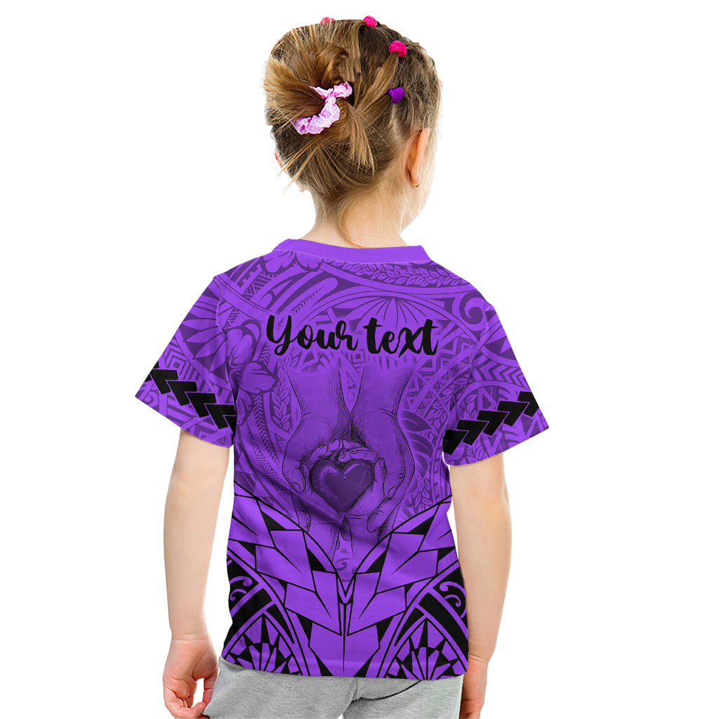 Personalised Polynesian Father's Day Gift For Dad Kid T Shirt Super Father In The World - Purple Polynesian Pattern LT9 - Polynesian Pride
