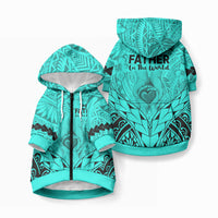 Polynesian Father's Day Gift For Dad Pet Hoodie Super Father In The World - Turquoise Polynesian Pattern LT9 Zip-up Turquoise - Polynesian Pride