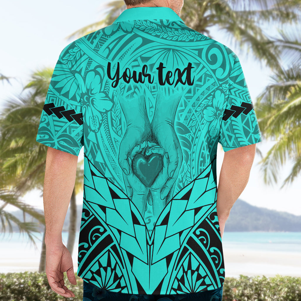 Personalised Polynesian Father's Day Gift For Dad Hawaiian Shirt Super Father In The World - Turquoise Polynesian Pattern LT9 - Polynesian Pride