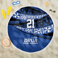 Fiji Rugby Pacific Custom Beach Blanket Pasifika Tapa Pattern