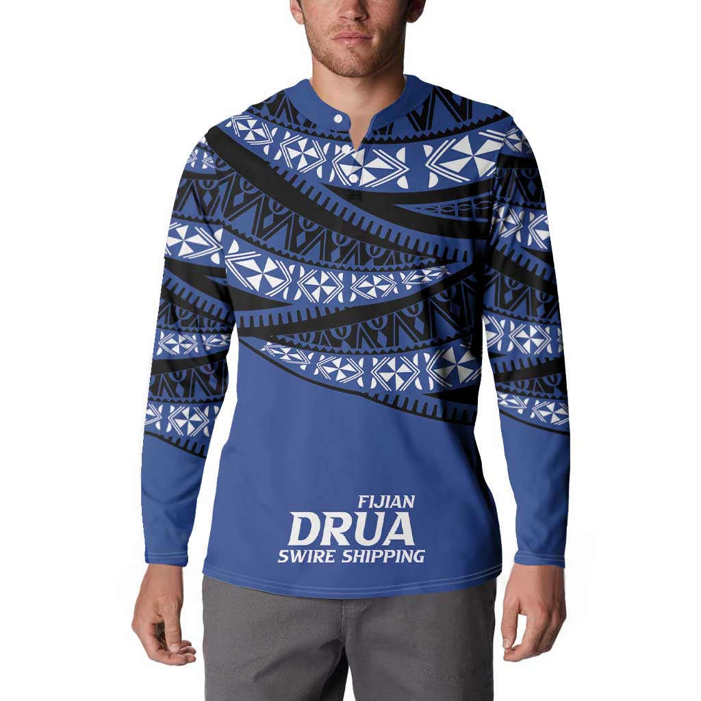 Fiji Rugby Pacific Custom Button Sweatshirt Pasifika Tapa Pattern