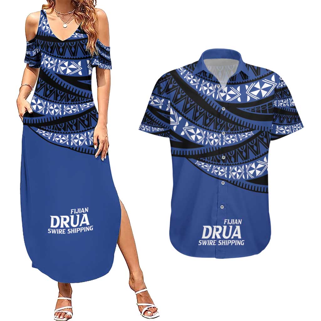Fiji Rugby Pacific Custom Couples Matching Summer Maxi Dress and Hawaiian Shirt Pasifika Tapa Pattern