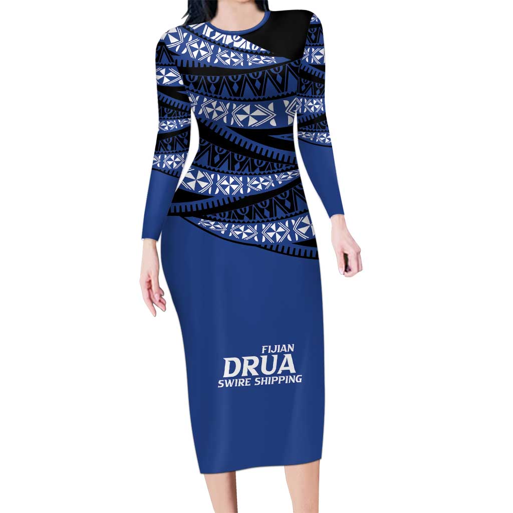 Fiji Rugby Pacific Custom Family Matching Long Sleeve Bodycon Dress and Hawaiian Shirt Pasifika Tapa Pattern
