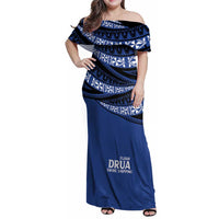 Fiji Rugby Pacific Custom Family Matching Off Shoulder Maxi Dress and Hawaiian Shirt Pasifika Tapa Pattern