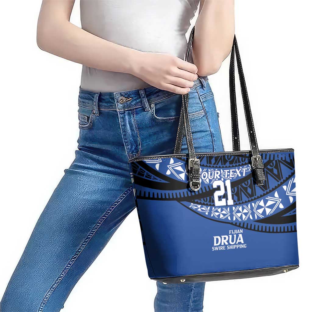 Fiji Rugby Pacific Custom Leather Tote Bag Pasifika Tapa Pattern