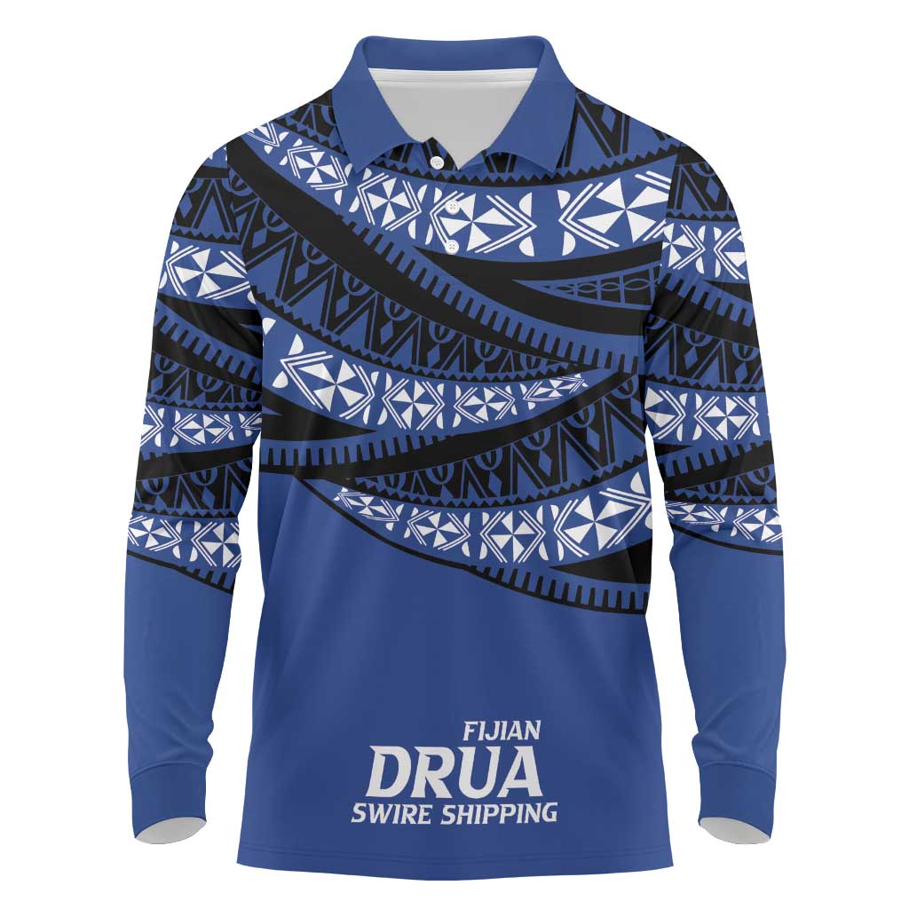 Fiji Rugby Pacific Custom Long Sleeve Polo Shirt Pasifika Tapa Pattern
