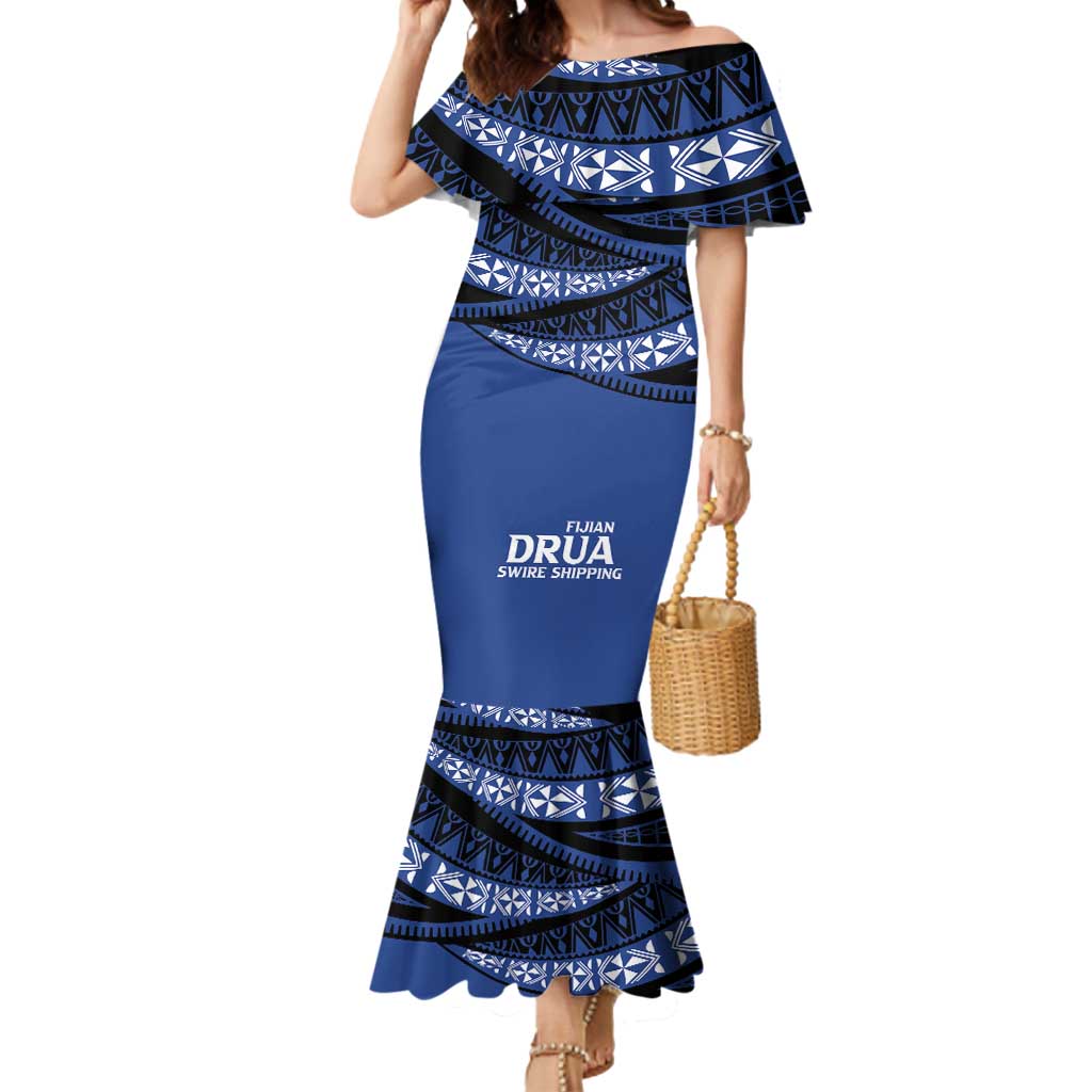 Fiji Rugby Pacific Custom Mermaid Dress Pasifika Tapa Pattern