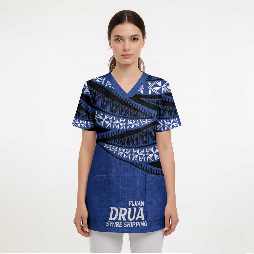 Fiji Rugby Pacific Custom Scrub Top Pasifika Tapa Pattern - Polynesian Pride