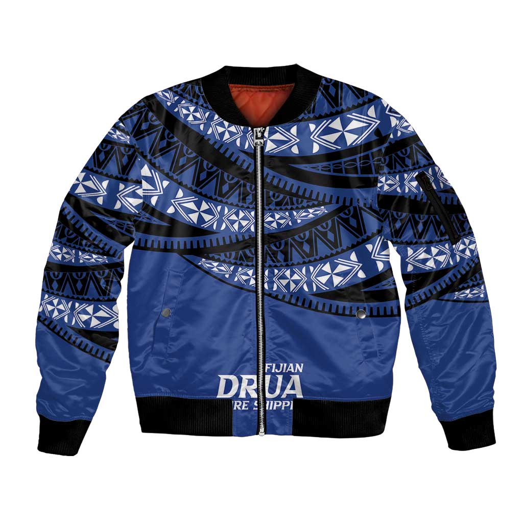 Fiji Rugby Pacific Custom Sleeve Zip Bomber Jacket Pasifika Tapa Pattern