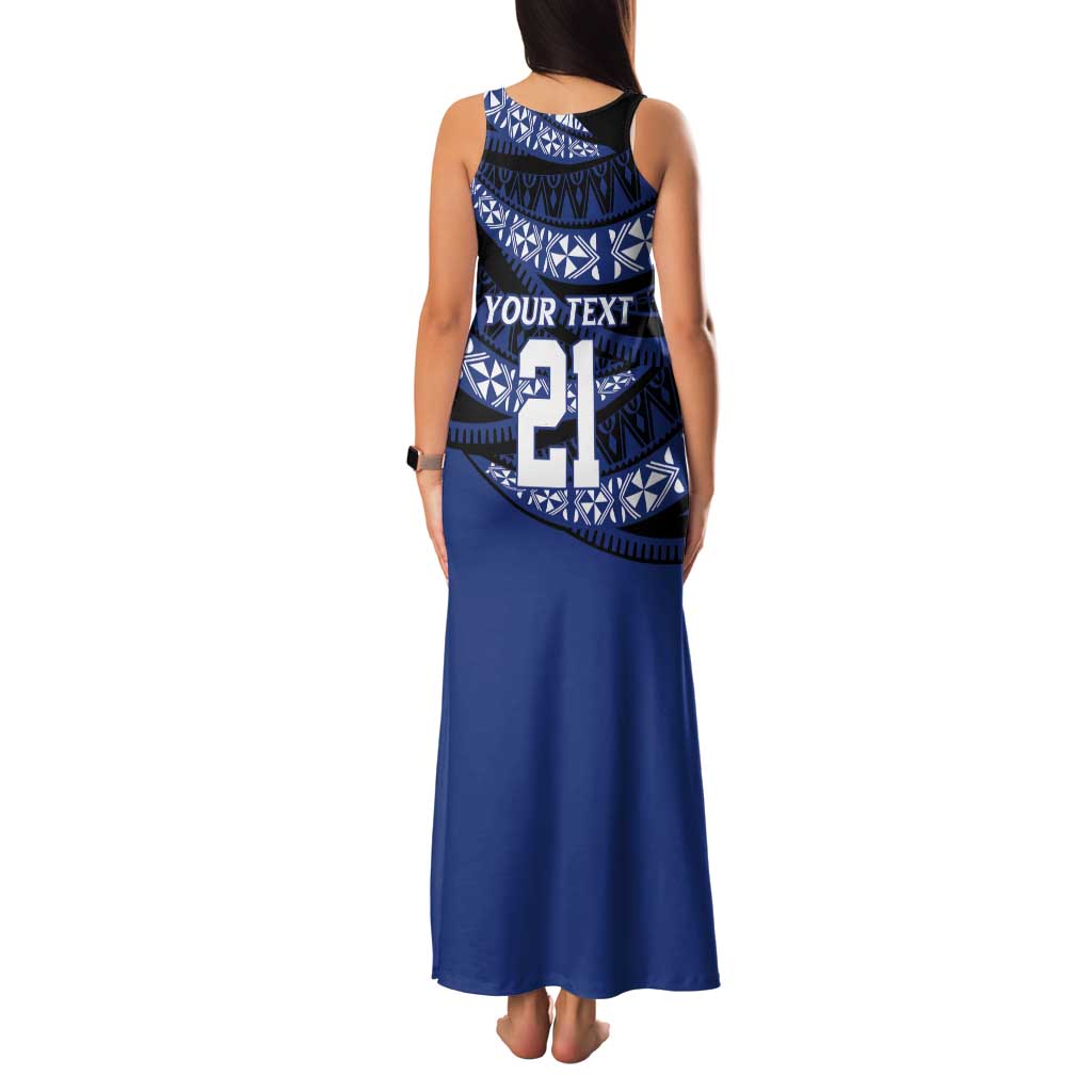 Fiji Rugby Pacific Custom Tank Maxi Dress Pasifika Tapa Pattern