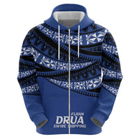 Fiji Rugby Pacific Custom Zip Hoodie Pasifika Tapa Pattern
