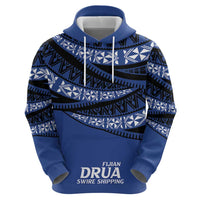 Fiji Rugby Pacific Custom Zip Hoodie Pasifika Tapa Pattern
