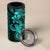 Aqua Hawaiian Kakau Turtle 4 in 1 Can Cooler Tumbler Polynesian Tribal