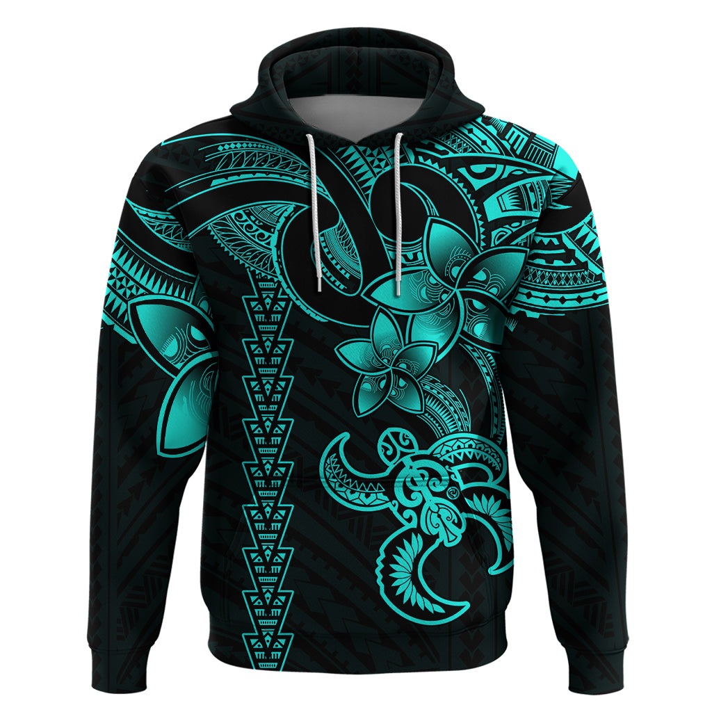 Hawaiian Tribal Hoodie Polynesian Kakau Turtle Aqua LT9 Aqua - Polynesian Pride