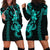 Hawaiian Tribal Hoodie Dress Polynesian Kakau Turtle - Aqua LT9 - Polynesian Pride