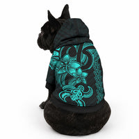 Hawaiian Tribal Kakau Turtle - Aqua Pet Hoodie LT9 - Polynesian Pride