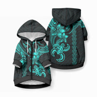 Hawaiian Tribal Kakau Turtle - Aqua Pet Hoodie LT9 Zip-up Aqua - Polynesian Pride
