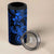 Blue Hawaiian Kakau Turtle 4 in 1 Can Cooler Tumbler Polynesian Tribal