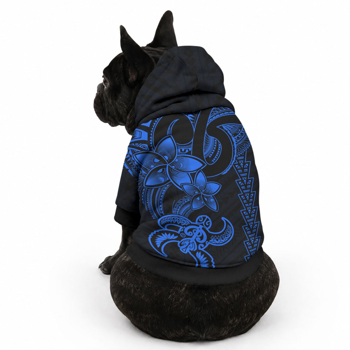 Hawaiian Tribal Kakau Turtle - Blue Pet Hoodie LT9 - Polynesian Pride