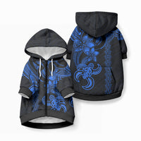 Hawaiian Tribal Kakau Turtle - Blue Pet Hoodie LT9 Zip-up Blue - Polynesian Pride