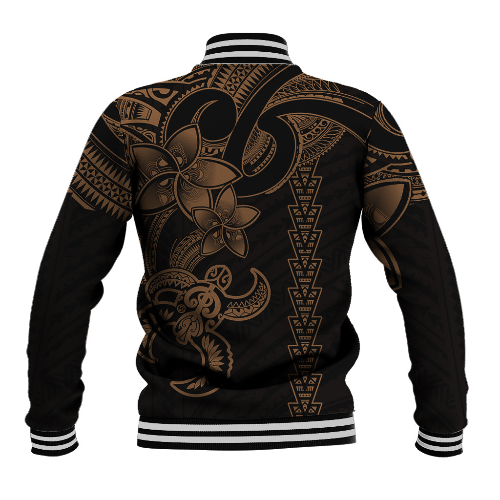 Hawaiian Tribal Baseball Jacket Polynesian Kakau Turtle - Gold LT9 - Polynesian Pride