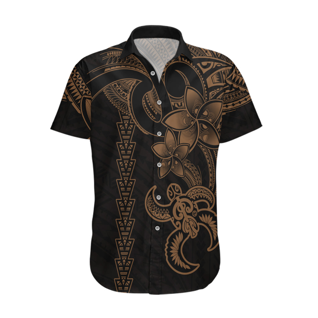 Hawaiian Tribal Hawaiian Shirt Polynesian Kakau Turtle - Gold LT9 Gold - Polynesian Pride